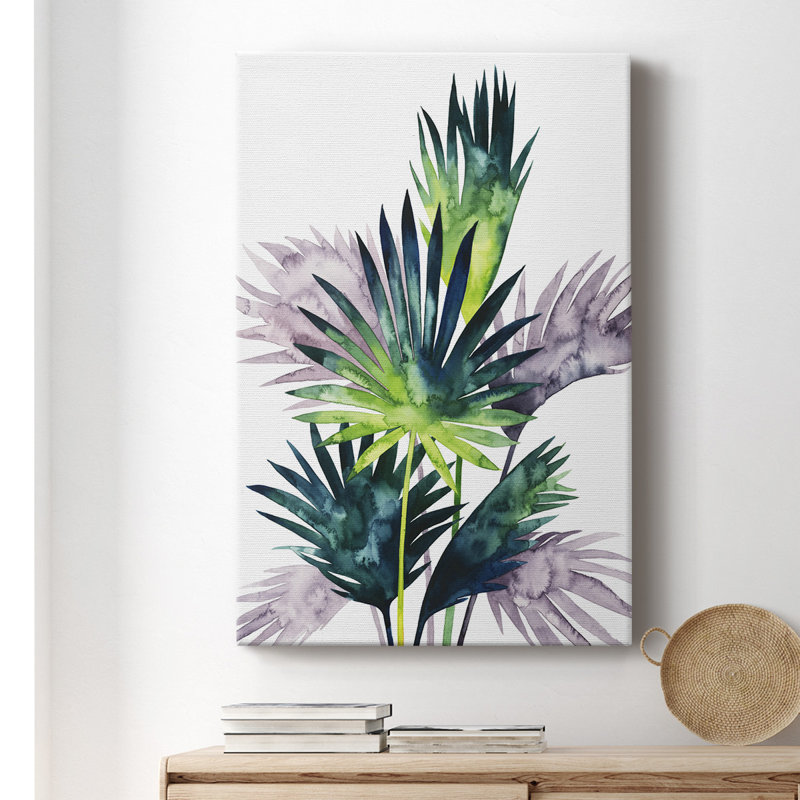 Twilight Palms III - peinture sur toile tendue, H 60 po x l 40 po x P 1 po