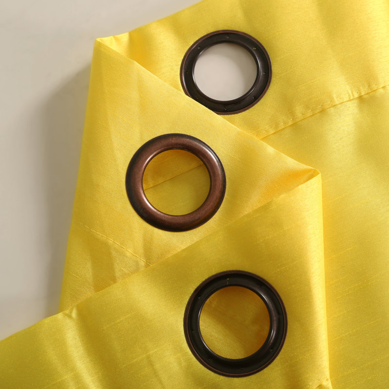 Diredra Polyester Semi-Sheer Curtains (Set of 2), Yellow