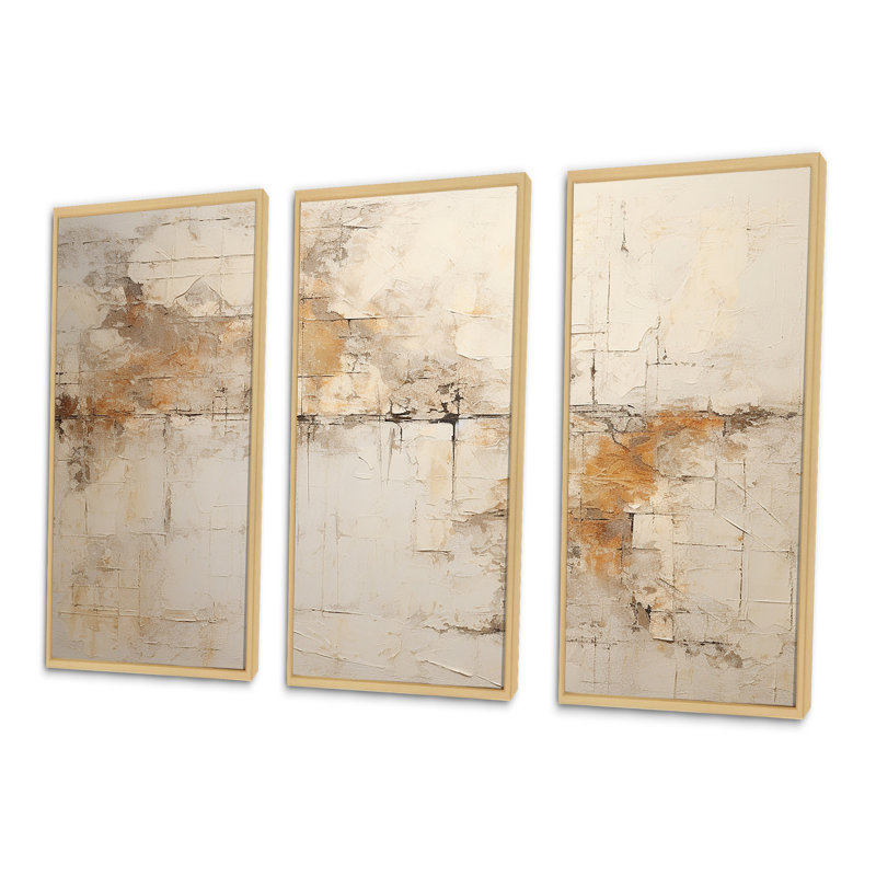 «Beige Christianity Cross Of Jessus», ensemble d'art mural sur toile abstraite, Cadre flottant en érable, H 32 po x l 48 po