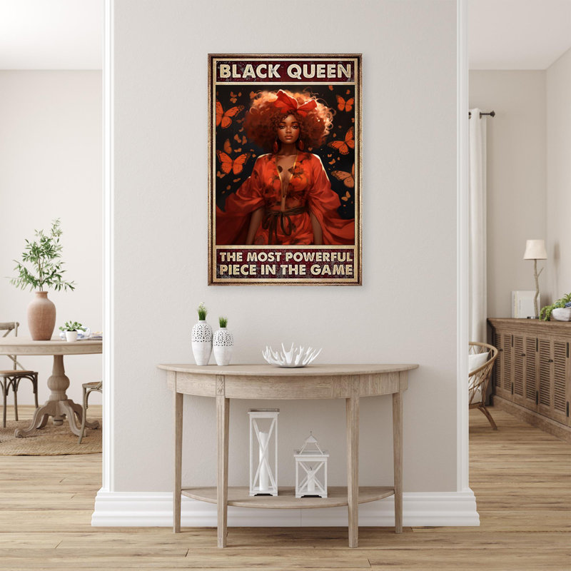 «Black Queen The Most Powerful Pièce», reproduction d'art graphique sur toile tendue, H 14 po x l 11 po x P 1,25 po