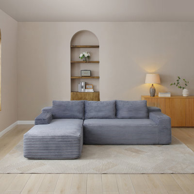 Canapé modulaire de 97 po, canapé modulaire Cloud avec assise profonde, canapé modulaire en L moderne avec méridienne et canapé rembourré pour salon, sans assemblage, gris