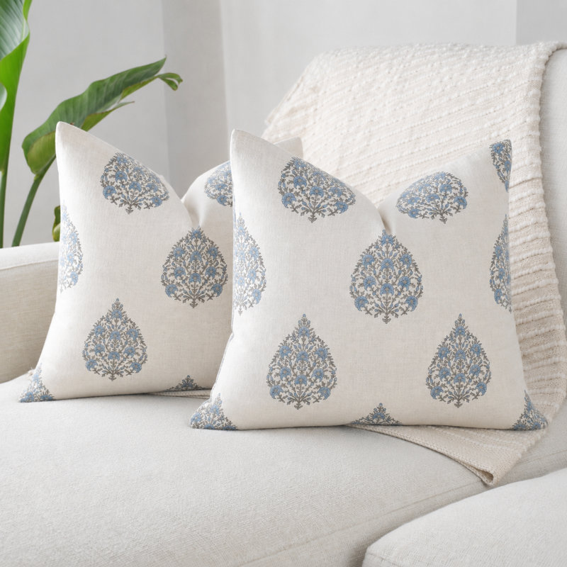 Imprimé floral bleu, Square 18", 1 Pillow Set