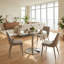 Table de salle à manger ronde moderne en verre trempé transparent avec base en métal-380670244
