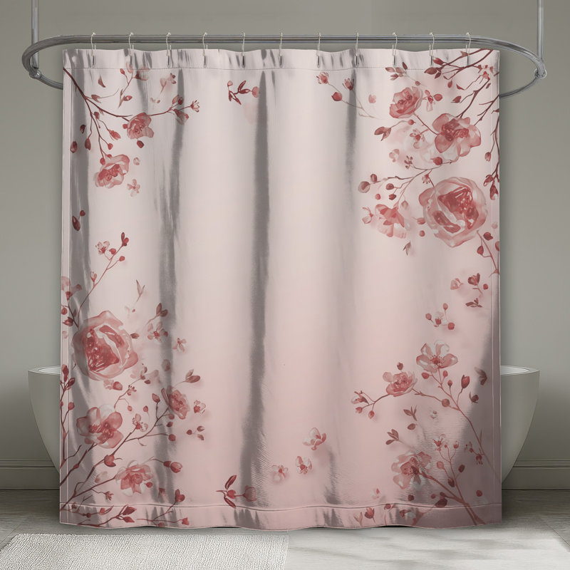 Rideaux de douche roses à aquarelle, 70 po l x 72 po H