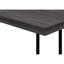 Table de bout avec plateforme en stratifié gris et base en métal noir pour la chambre à coucher