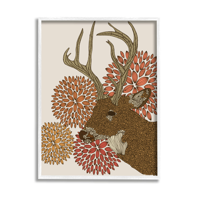 "Buck Deer", faune abstraite, botanique complexe - cadre flottant, impression sur toile, H 14 po x l 11 po x P 1,5 po