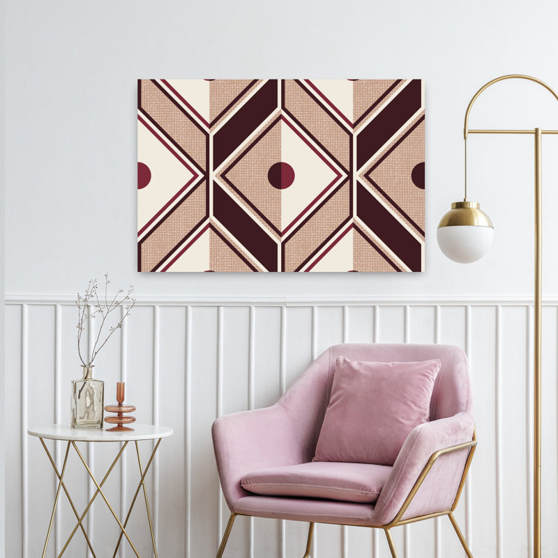 Art contemporain contemporain, H 24 po x l 36 po, Brun / Rouge / Beige