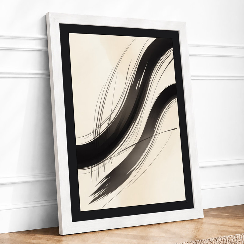 Flowing Lines In Ink Minimalist - Print, A4 - 29.7 x 21.0 cm, White