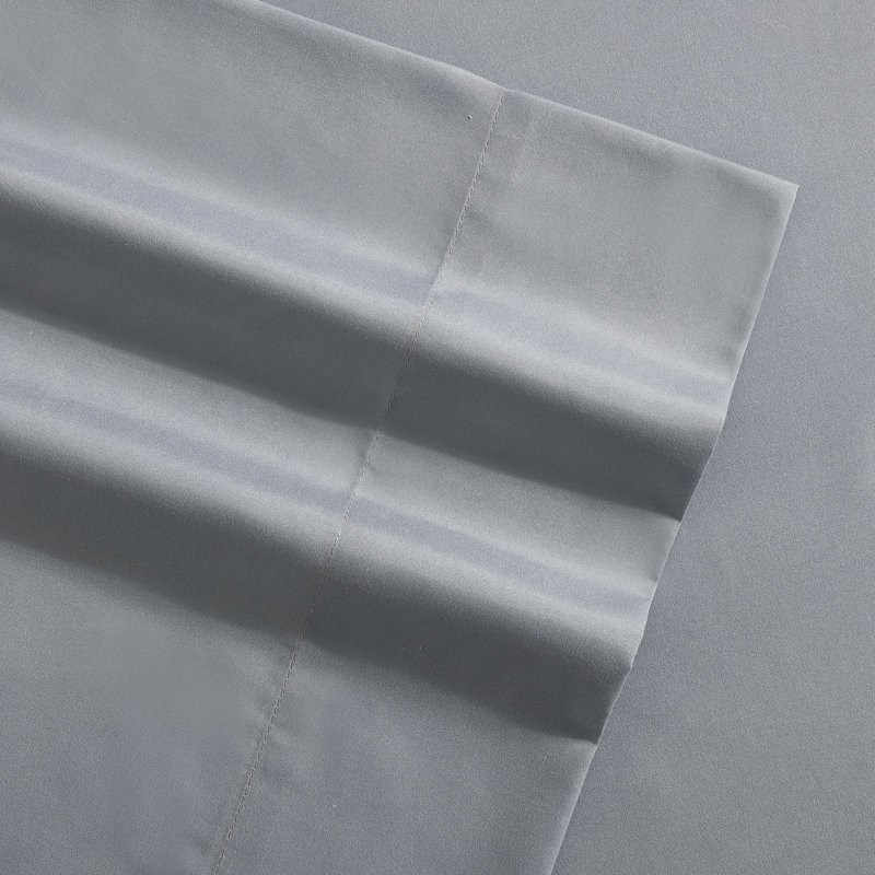Queen Solid Gray Polyester Microfiber Sheet Set