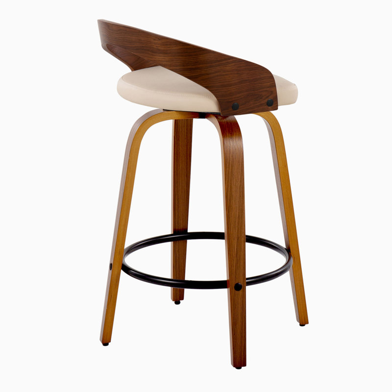 Tabouret de comptoir contemporain, Beige, Brun / Noir