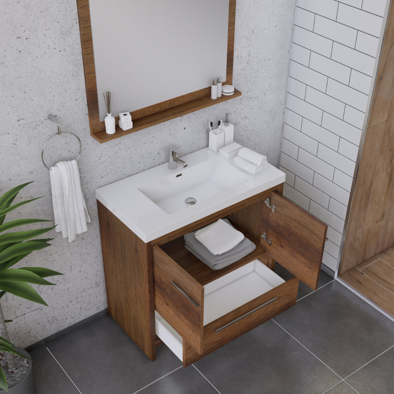 Ensemble de meuble-lavabo simple 36 po Feike, Brun
