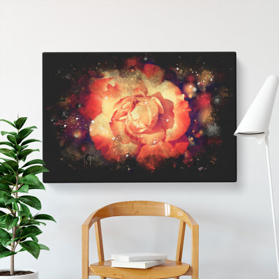 Orange Rose Flower - Wrapped Canvas