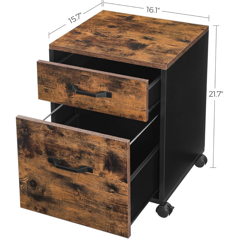 Mobile File Cabinet With 2 Drawers And Wheels, Printer Stand For Home Office, Organizer For A4 And Letter Sized Documents, Hanging File Folders