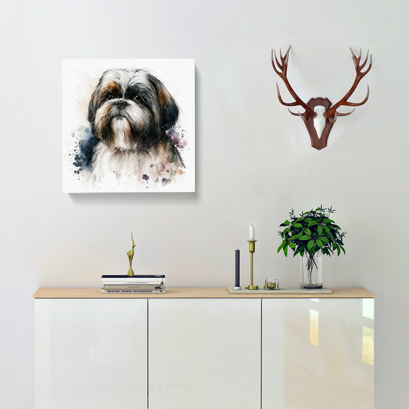 Shih Tzu Watercolour - Wrapped Canvas, 35cm H x 35cm W x 3cm D