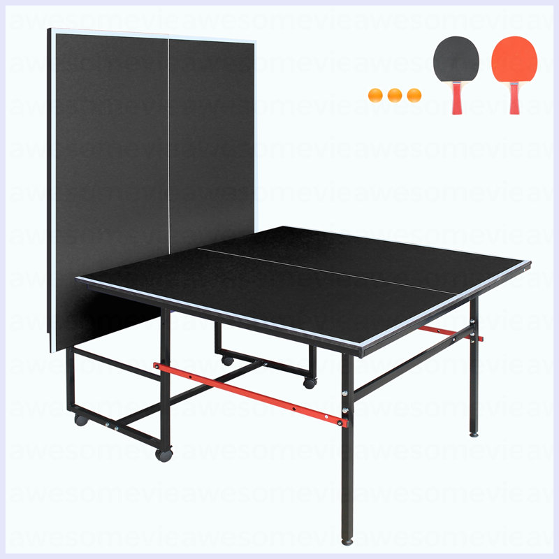 Ensemble de table de ping-pong pliable et portable de 8 pieds de taille moyenne pour jeux de société avec filet, 2 raquettes de tennis de table et 3 balles