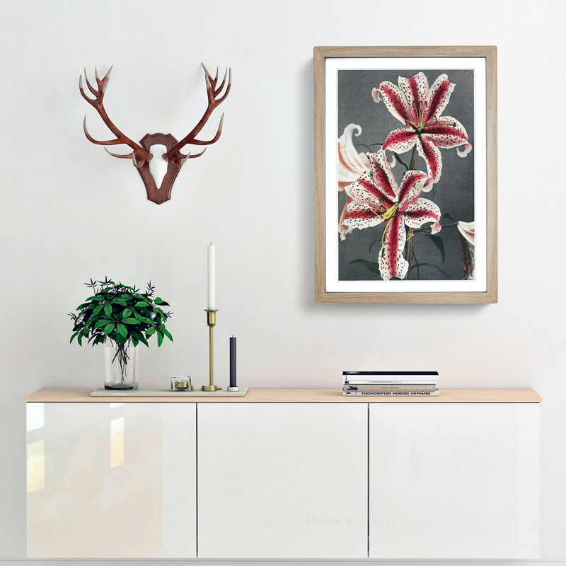 Pink Lily Flowers by Kazumasa Ogawa - Picture Frame Painting Print, Oak Framed, 65cm H x 48cm W x 2cm D