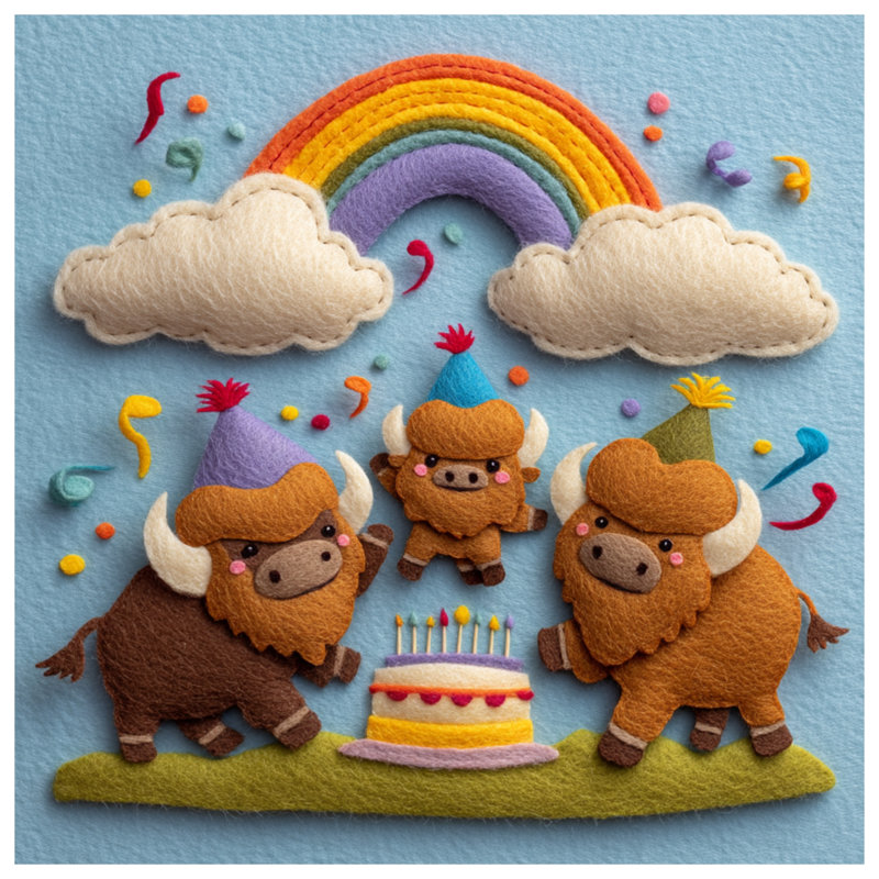 Tapis de bain Felt Buffalo Birthday Party, L 34 po x L 21 po