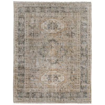 Alberdine Transitional Medallion Handmade Sand Rug
