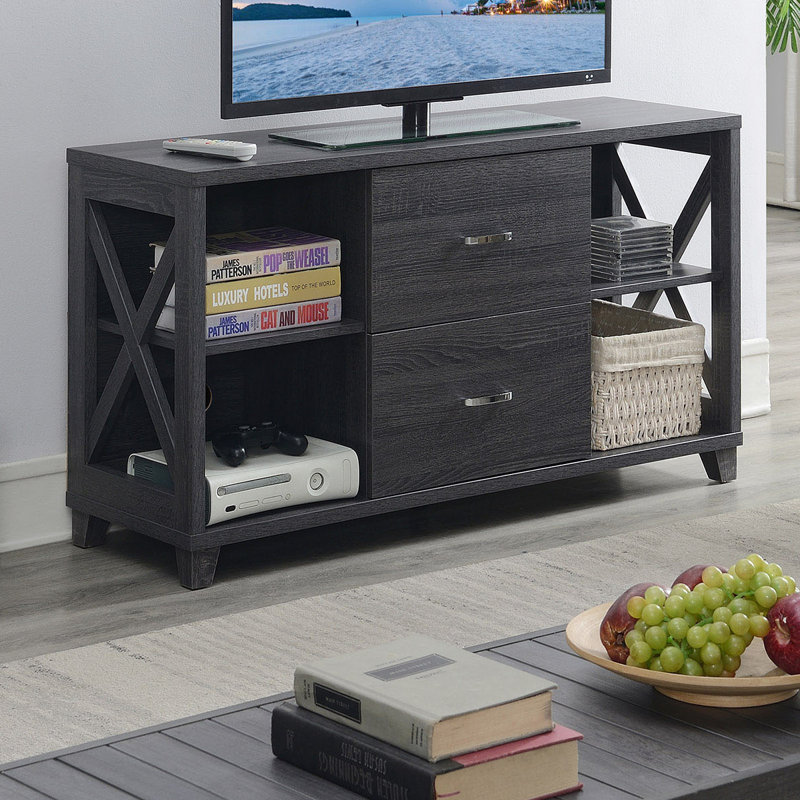 Meuble télé pour téléviseur de 50 po ou moins Remziye, Gris patiné