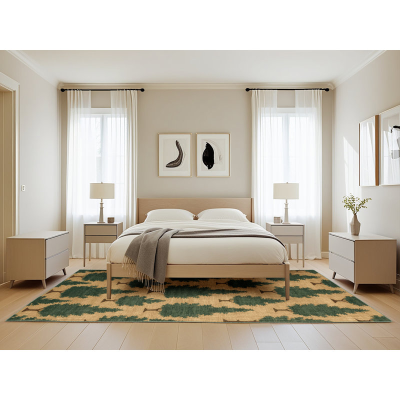 Tapis vert botanique lavable à la machine, Rectangle de 5 pi x 8 pi