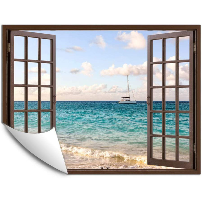 Murale bateau et voilier sur la mer, L 24 po x L 32 po