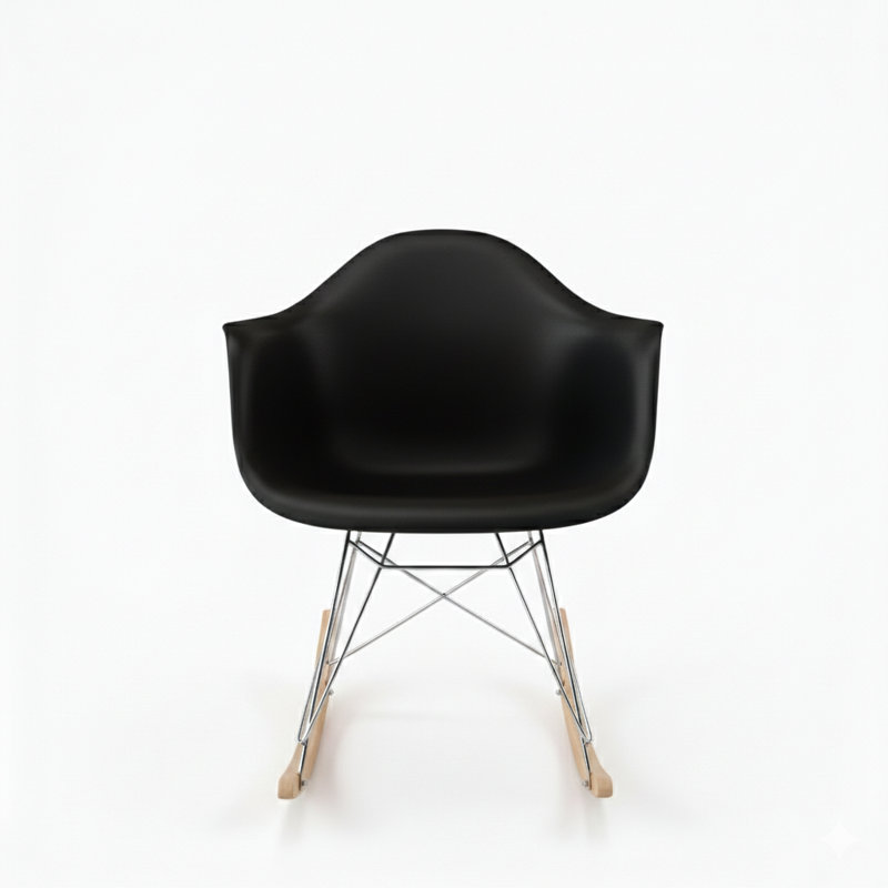 Chaise berçante en plastique Matias, Noir