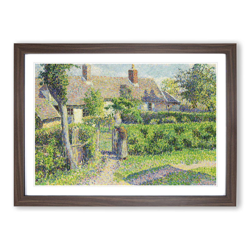 Peasants Houses by Camille Pissarro - Framed Print, Walnut Framed, 27cm H x 36cm W x 2cm D