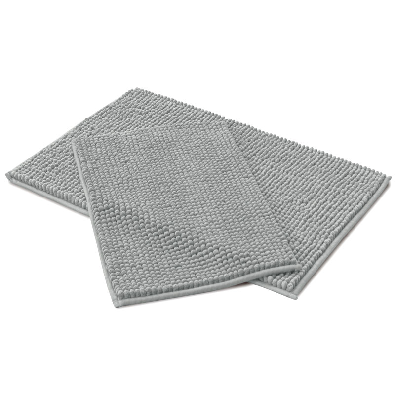 Ensemble de tapis pour salle de bain ultra doux en microfibre absorbante, Gris clair, L 32 po x l 20 po, ensemble de 2