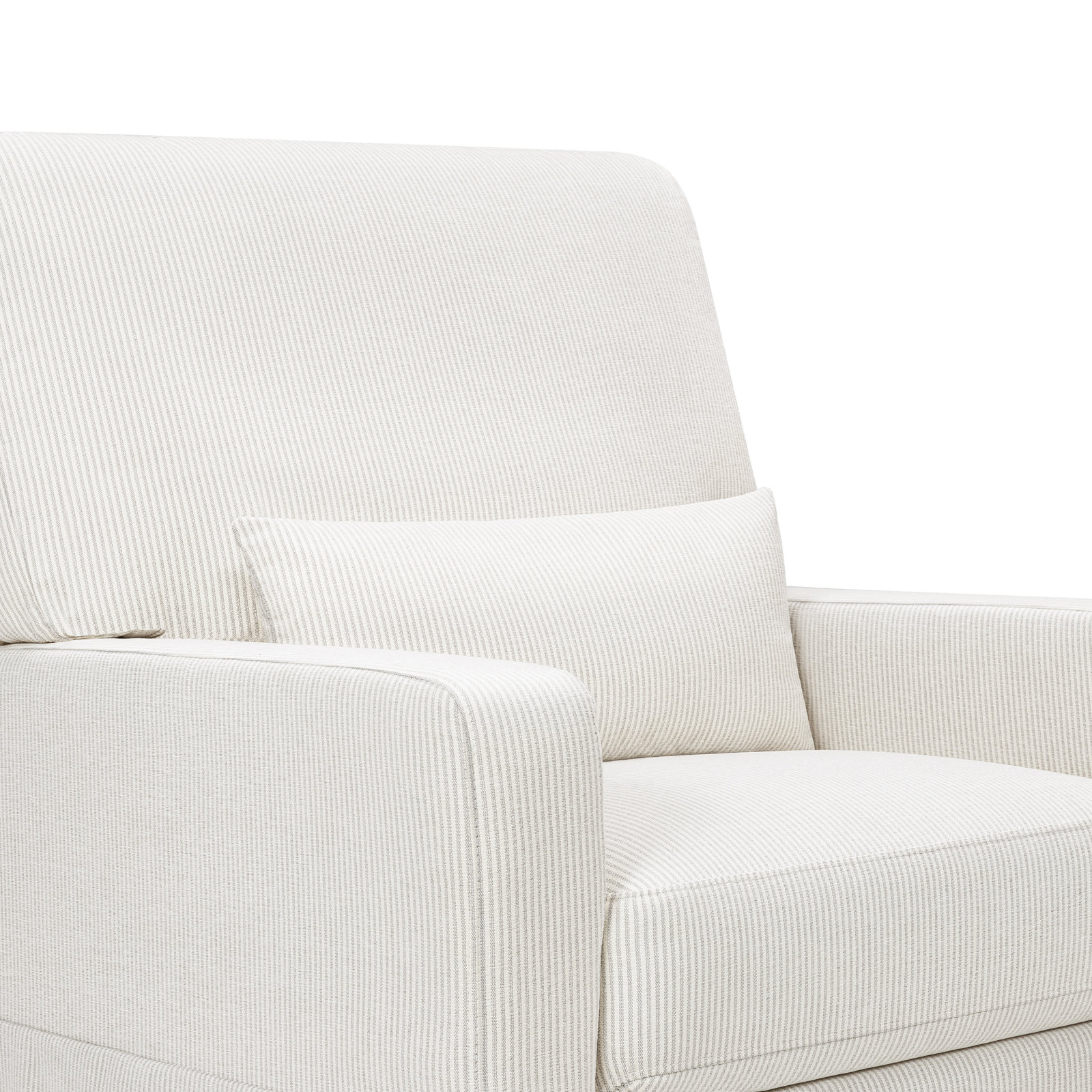 Crawford Upholstered Swivel Glider, Chatham Fog Striped Livesmart®