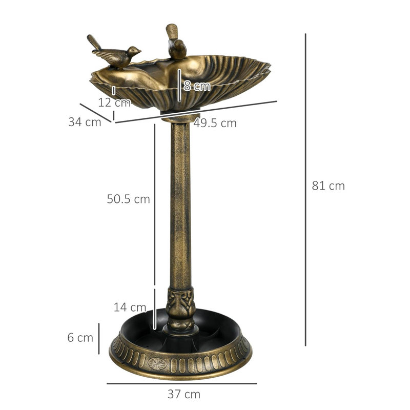 Plastic Birdbath, Bronze