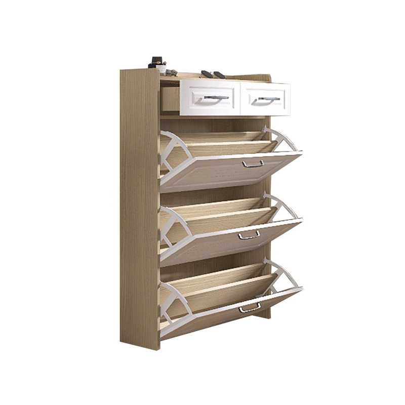 Versatile Shoe Cabinet With Abundant Storage And Customizable Compartments For Neat Shoe Organization, White/Natural