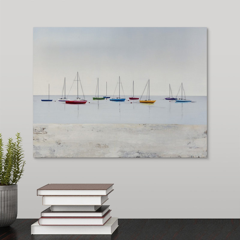 «Sun and Sand III», peinture sur toile, Toile tendue, H 12 po x l 16 po x P 1,25 po