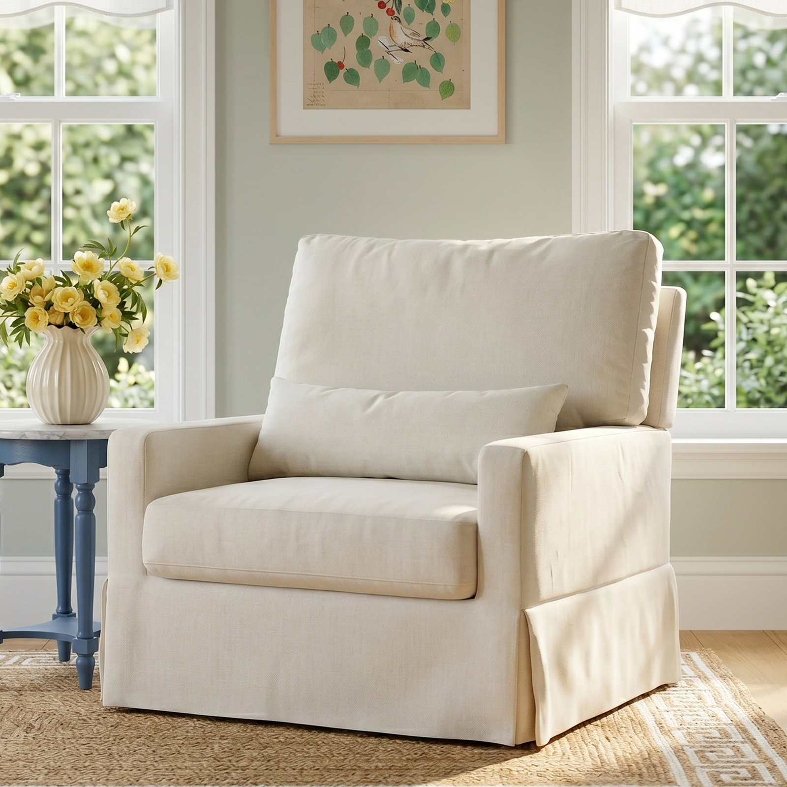 Crawford Swivel Glider, Performance Cream Eco-weave