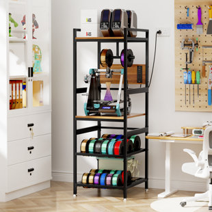 3D Printer Stand, Heavy Duty 3D Printer Table Stand with Filament Storage Rack, T-Shaped Spools Holder Rack with Wheels