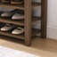 Banc à langer avec rangement à hauteur réglable en bois d'hévéa naturel, capacité 2 places, brun classique avec compartiments de rangement dissimulés