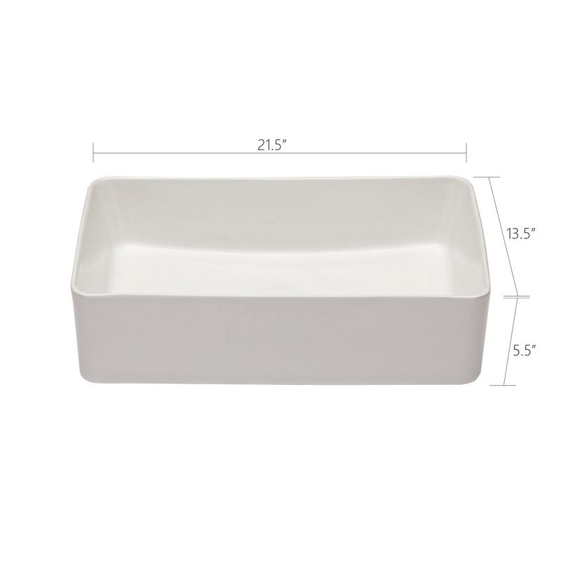 21" x 14" White Ceramic Rectangular Vessel Sink