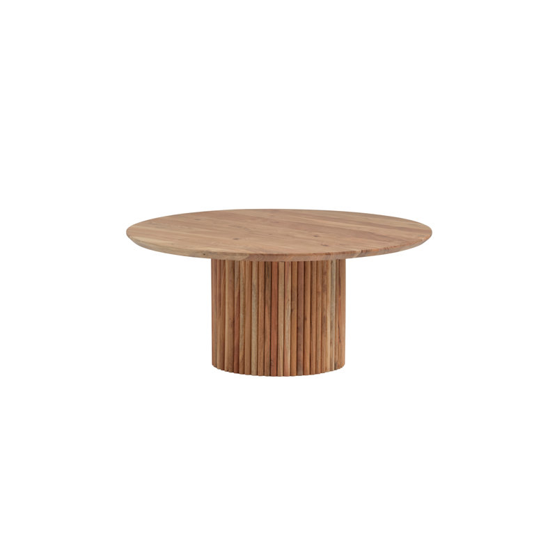 Pautah Solid Wood Pedestal Coffee Table, 40cm H x 90cm W x 90cm D, Dark Walnut