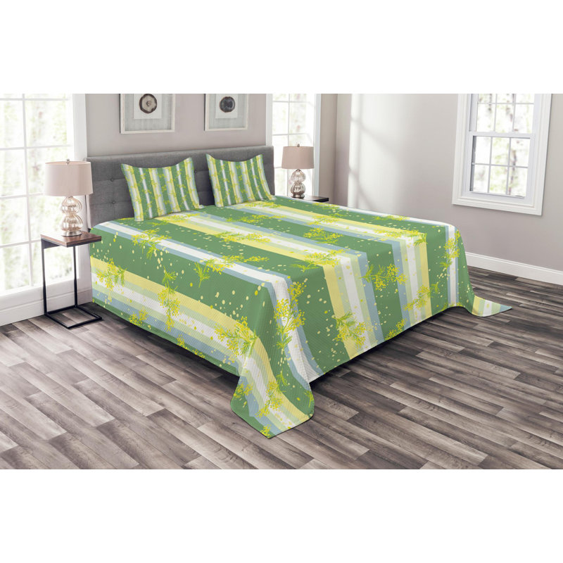 Farmhouse / Country Polyester Striped Coverlet, King Coverlet + 2 Shams