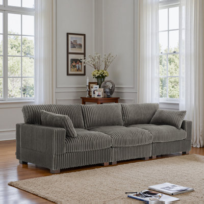 3-Piece Faux Rabbit Fur Sectional Sofa