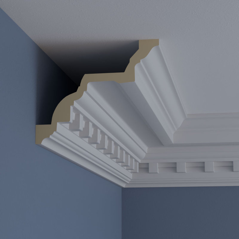 Primed White Polyurethane Dentil Crown Moulding 94 1/2"