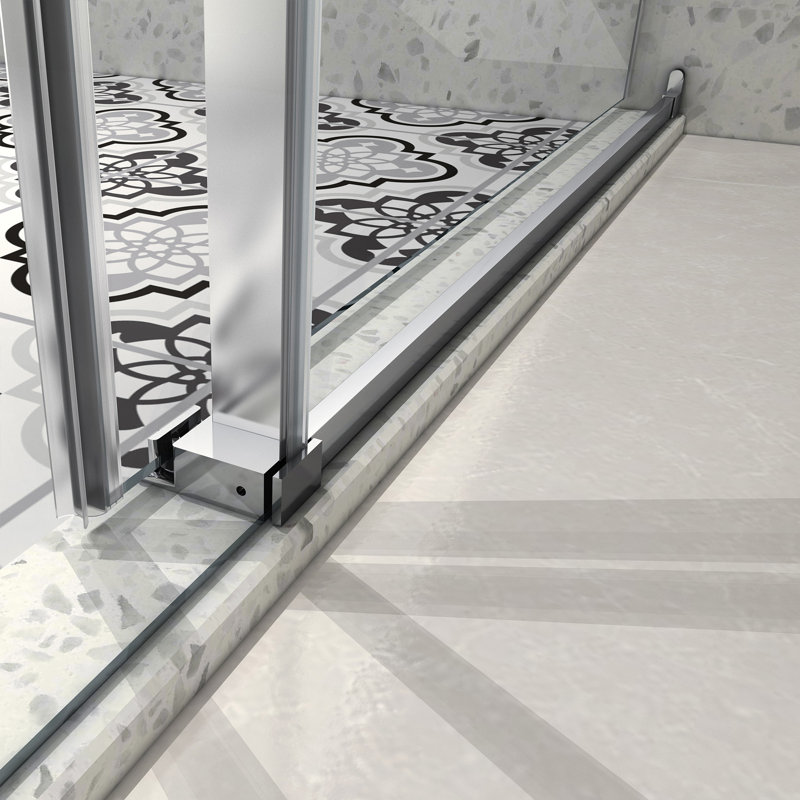 55 to 60 in. W x 63 in. H Sliding Frameless Tub Door with 5/16 Inch (8mm) Thick Tampered Glass, Chrome
