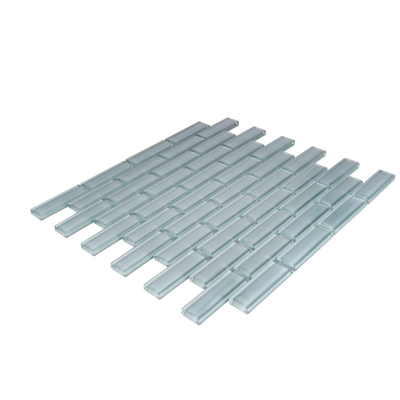 11.9"X 11.9" Polished Glass Brick Tile, Chic Gray