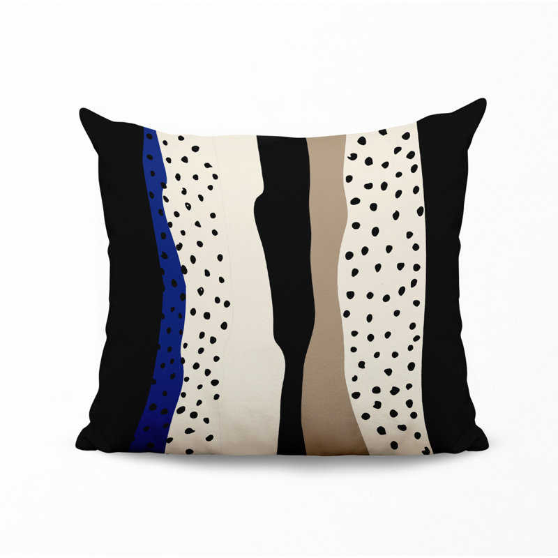 Bode Abstract Outdoor Reversible Throw Pillow, 17" x 17", Navy Blue/Off White/Beige/Black