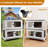 2-Story Rabbit Hutch with Wheels, Wooden Bunny Cage with 2 Pull-Out Trays and Waterproof Roof