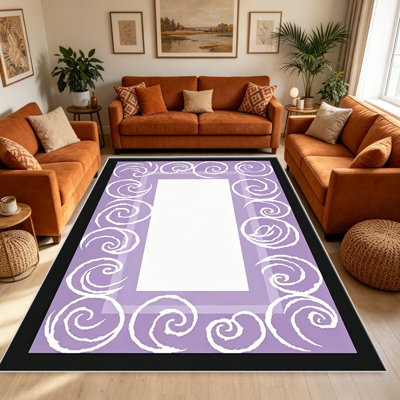 Tapis lilas à structure blanche pour le salon, doux et confortable, convient à toutes les saisons, facile à entretenir, tapis de sol intérieur lavable à la machine, sous la table de ferme convenant à la chambre à coucher, à la salle à manger, au bureau, au balcon, au patio
