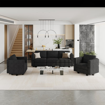 Ensemble de canapé modulaire en mélange de polyester 3 pièces Kimbrel
