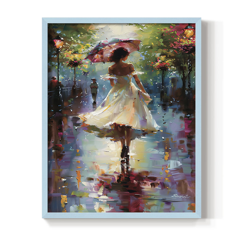 WOMEN Series DCCC Framed Print - Solid Wood, Blue, 15" H x 12" W