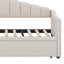 Lit de jour rembourré simple avec couchette escamotable réglable en hauteur et port de charge USB et Type-C, 2 poches latérales-113969893