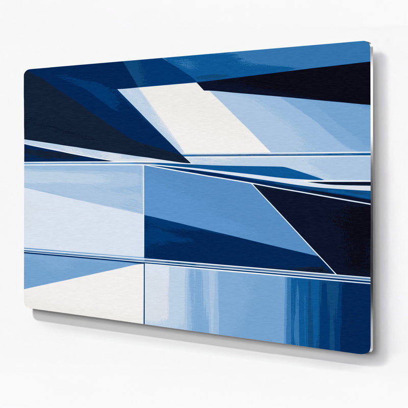Hard Edge 41 - art mural en métal bleu, H 8 po x l 10 po
