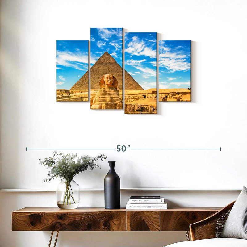 Sphinx antique et pyramide, H 22 po x l 36 po